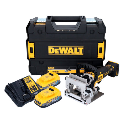 DeWalt DCW 682 E2T cordless flat dowel cutter 18 V 102 x 20 mm brushless + 2x Powerstack battery 1.7 Ah + charger + TSTAK