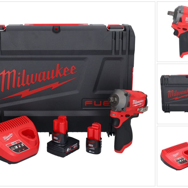 Milwaukee M12 FIWF12-622X Akku Schlagschrauber 12 V 339 Nm 1/2" Brushless ( 4933464617 ) + 1x Akku 2,0 Ah + 1x Akku 6,0 Ah + Ladegerät + HD-Box