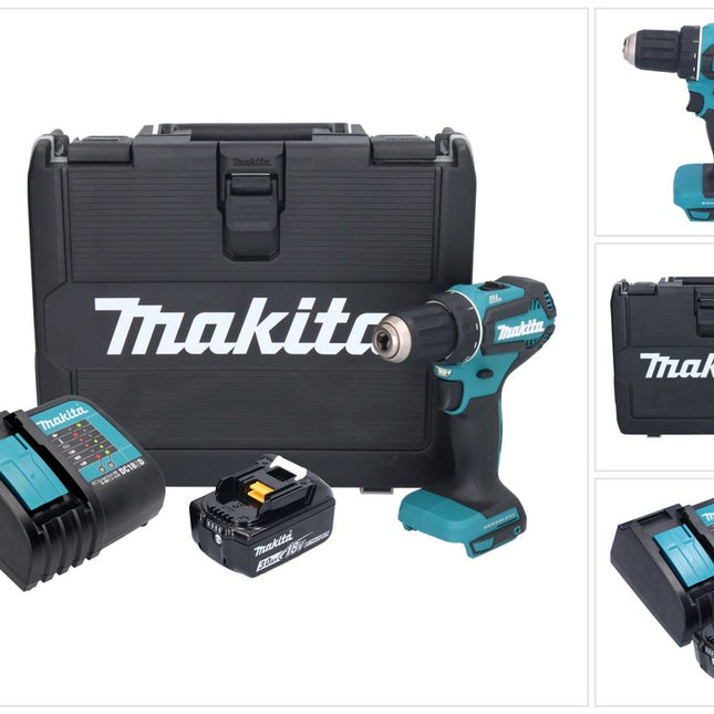 Taladro atornillador a batería Makita DDF 485 SFK 18 V 50 Nm sin escobillas + 1x batería recargable 3,0 Ah + cargador + maletín