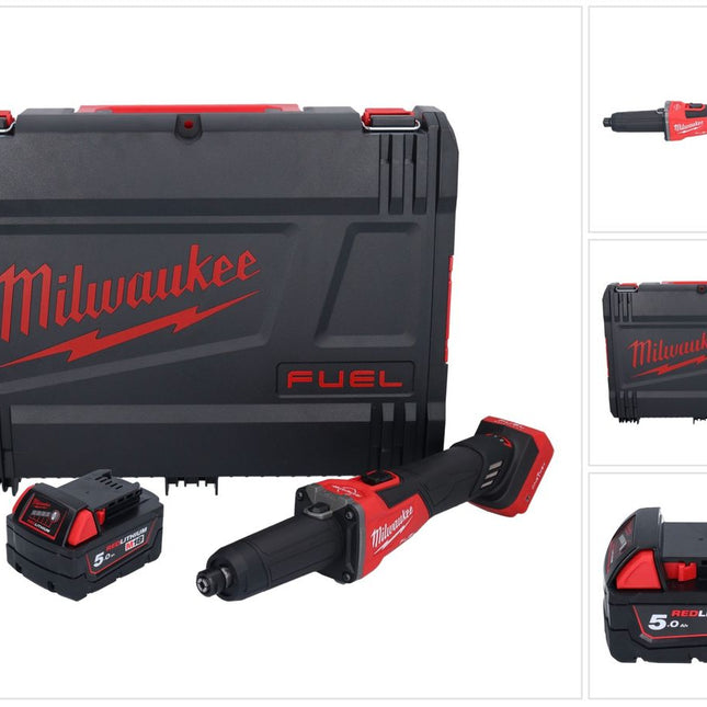 Amoladora recta a batería Milwaukee M18 FDGROVB-501X 18 V sin escobillas + 1x batería 5,0 Ah + caja HD - sin cargador