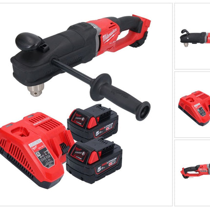 Milwaukee M18 FRAD2-502 taladro angular sin cable 18 V 122 Nm sin escobillas + 2x batería recargable 5.0 Ah + cargador