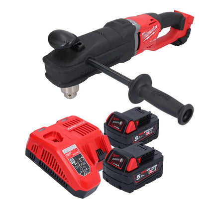 Milwaukee M18 FRAD2-502 taladro angular sin cable 18 V 122 Nm sin escobillas + 2x batería recargable 5.0 Ah + cargador
