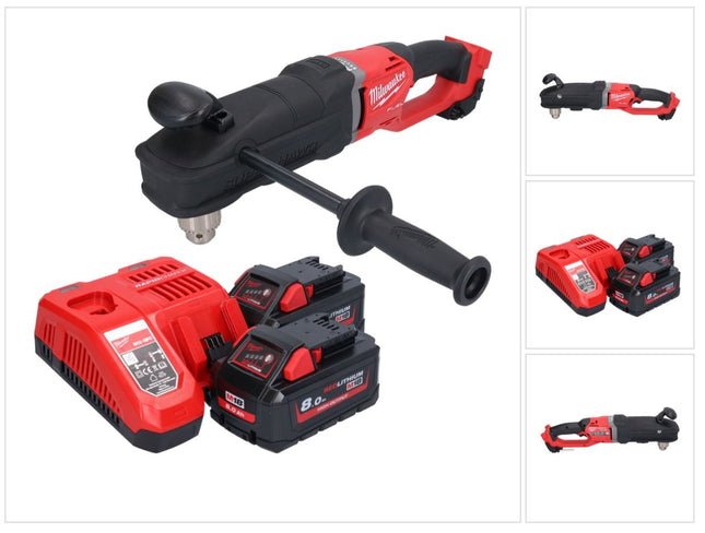 Milwaukee M18 FRAD2-802 Trapano angolare a batteria 18 V 122 Nm brushless + 2x batteria 8,0 Ah + caricabatterie