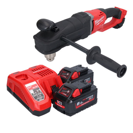 Milwaukee M18 FRAD2-802 Taladro angular sin cable 18 V 122 Nm sin escobillas + 2x batería 8.0 Ah + cargador
