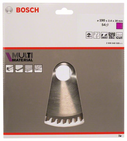 BOSCH Hoja de sierra circular Ø exterior 190 mm Número de dientes 54 HLTCG ( 4000908903 )