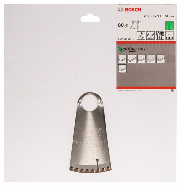 BOSCH Hoja de sierra circular Ø exterior 250 mm Número de dientes 80 WZ/N ( 4000815451 )