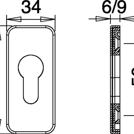 EDI key escutcheon 0812/9003 Aluminium F1 ( 3000252771 )
