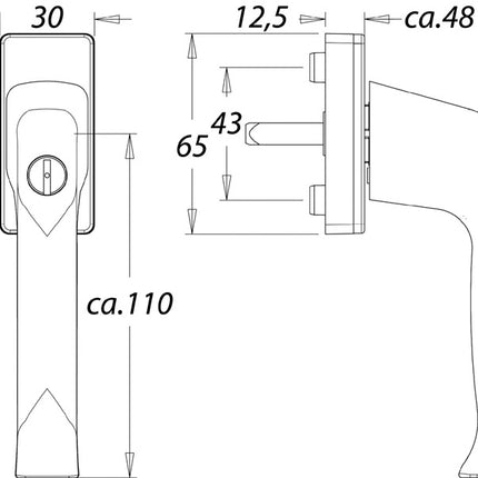 Maniglia per finestra EDI 1003/2035 alluminio F9016 / bianco traffico ( 3000261192 )