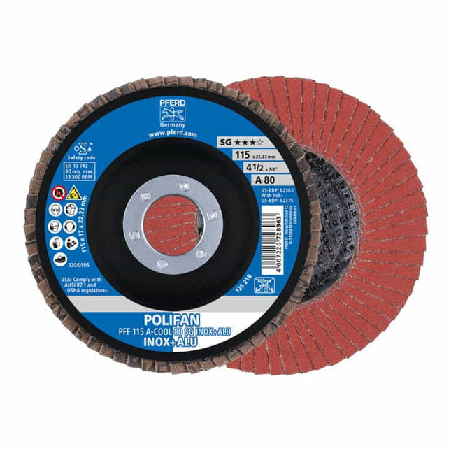 PFERD flap disc POLIFAN A-COOL SG INOX+ALU Ø 125 mm grit size 40 flat ( 8000429952 )