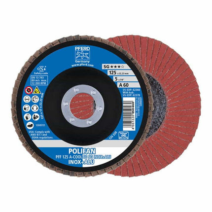 Disco de láminas PFERD POLIFAN A-COOL SG INOX+ALU Ø 125 mm grano 60 liso ( 8000429953 )