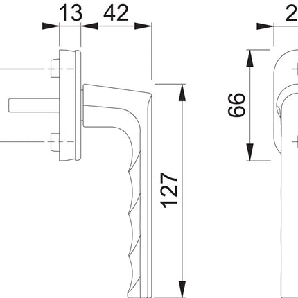 HOPPE Fenstergriff Hamburg 0700L/U26 Aluminium F9714M schwarz matt ( 3000203154 )