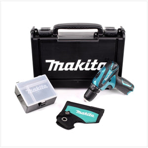 Makita DF 330 10,8 V Akku Bohrschrauber Solo im Koffer + Behälter für Zubehör und Holstertasche