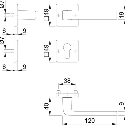 HOPPE Garniture à rosette Dublin 1124 / 843KV/843KVS aluminium F1 ( 3000203136 )