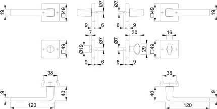 HOPPE Garniture à rosette Dublin 1124 / 843KV/843KVS Aluminium F94-1 ( 3000203143 )