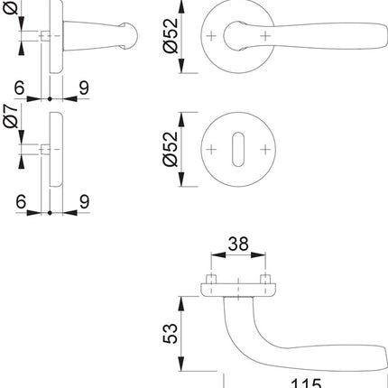 HOPPE Garniture à rosette Maribor 1766 / 17KV/17KVS aluminium F1 ( 3000203144 )