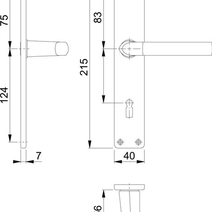 HOPPE Garniture à plaque longue Birmingham 1117/202SP aluminium F2 ( 3000252988 )