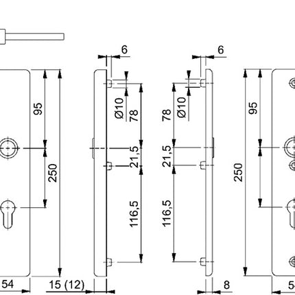 HOPPE Schutzgarnitur Birmingham 1117/2221A/2440 Aluminium F1 ( 3000250680 )
