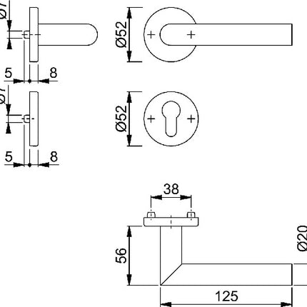 HOPPE Rosettenhalbgarnitur Amsterdam E1400Z/42/42S Edelstahl F69 ( 3000220053 )