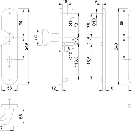 HOPPE Schutzgarnitur E86G/3331/3310 Edelstahl F69 ( 3000209778 )