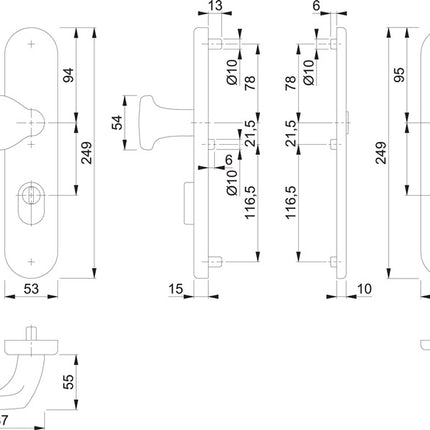 HOPPE Mobili di sicurezza E86G/3332ZA/3310 Acciaio inox F69 ( 3000209781 )