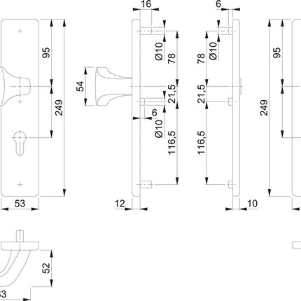 HOPPE Security escutcheon E61G/2221/2210 stainless steel F69 ( 3000209795 )