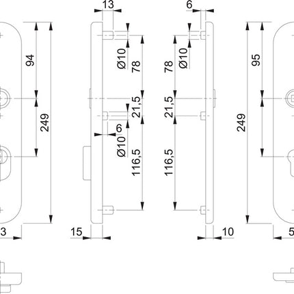 Par de placas largas HOPPE E3332ZA/3310 mate F69 ( 3000209804 )