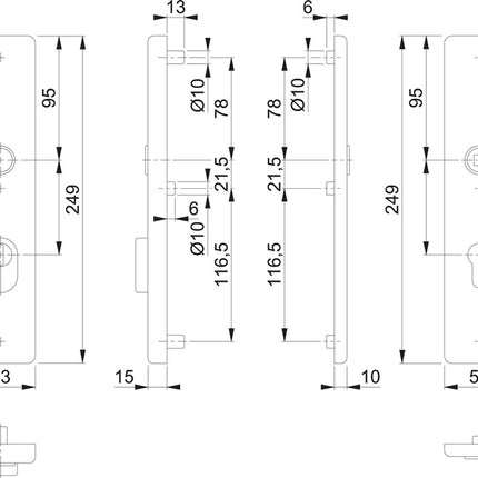 HOPPE Paire de plaques longues E2222ZA/2210 mat F69 ( 3000209809 )