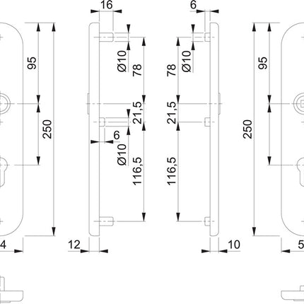 HOPPE long plate pair E3331/3310 F1 / silver-coloured F1 ( 3000209803 )