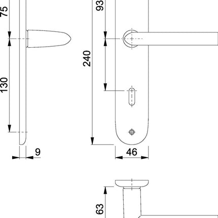HOPPE set di rosette lunghe Stockholm 1140/273P Alluminio F1 ( 3000252598 )