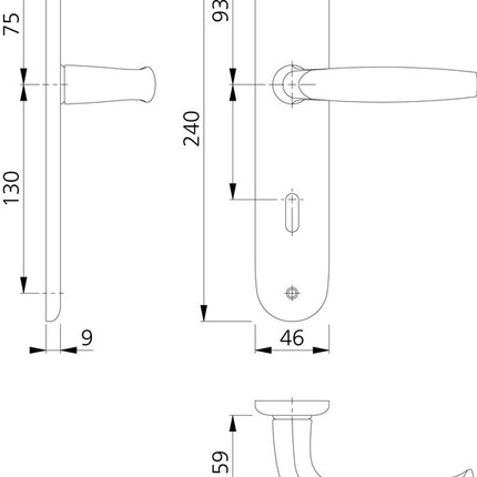 HOPPE long plate set Atlanta 1530/273P Aluminium F1 ( 3000252581 )