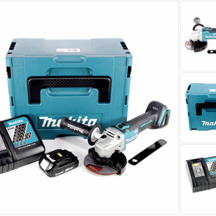 Makita DGA 506 RA1J Akku Winkelschleifer 18 V 125 mm Brushless + 1x Akku 2,0 Ah + Ladegerät + Makpac - Toolbrothers
