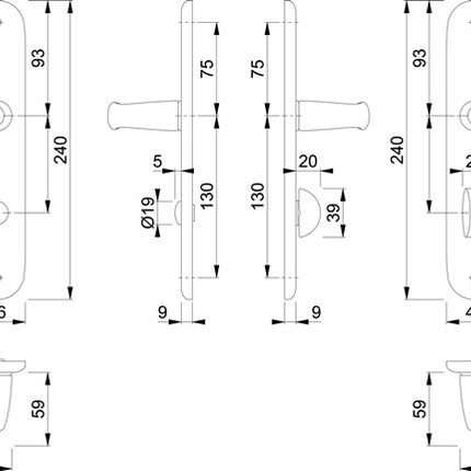 HOPPE Langschildgarnitur Atlanta 1530/273P Aluminium F1 ( 3000252610 )