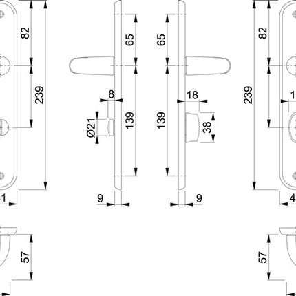 HOPPE Langschildgarnitur Tôkyô M1710RH/265 Messing F71 ( 3000252650 )