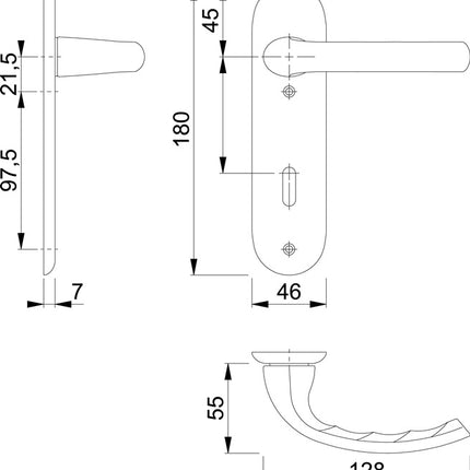 HOPPE Garniture de plaque courte Tôkyô 1710/273KP aluminium F1 ( 3000252570 )