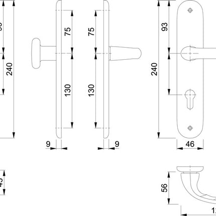 HOPPE long escutcheon set Tôkyô 53/273P/1710 Aluminium F1 ( 3000252606 )