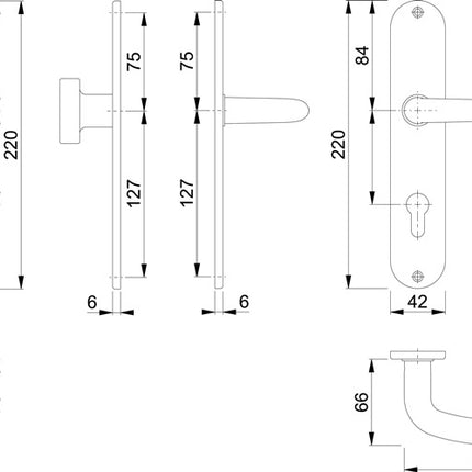 Juego de escudos largos HOPPE Denver E58/302/1310Z acero inoxidable F69 ( 3000252653 )