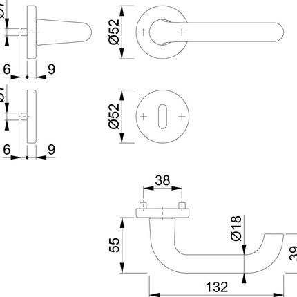 HOPPE Escutcheon set Paris 138L/42KV/42KVS Aluminium F1 ( 3000203808 )