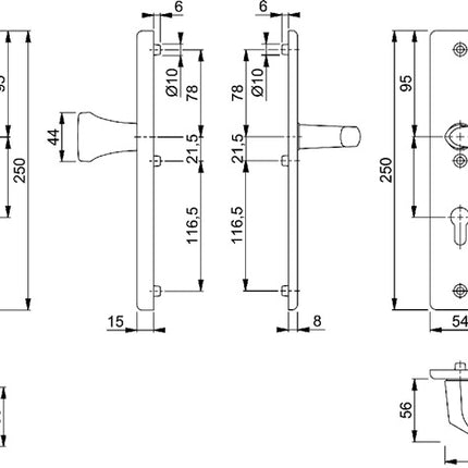 HOPPE Mobili di sicurezza Birmingham 78G/2222A/2440/1117 Alluminio F4 ( 3000220060 )