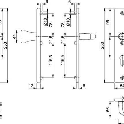HOPPE Mobiliario de seguridad Birmingham 78G/2221A/2440/1117 Aluminio F1 ( 3000220076 )