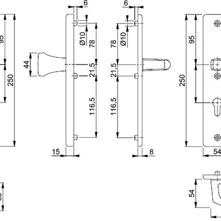 HOPPE Security furniture London 78G/2222A/2440/113 Aluminium F2 ( 3000220062 )