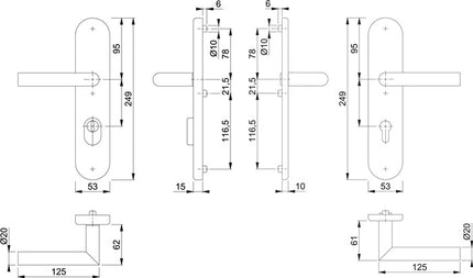 HOPPE set antincendio Amsterdam FS-E1400F/3332ZA/33310 acciaio inox F69 D/D ( 3000220045 )
