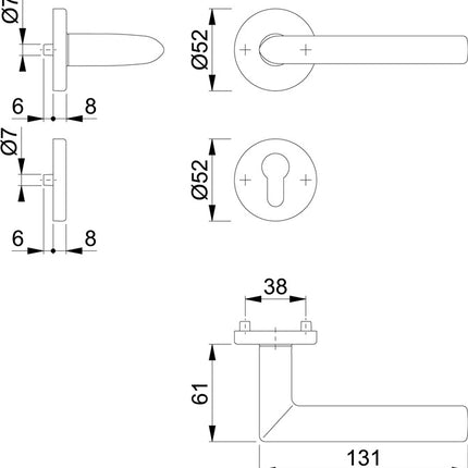 HOPPE Escutcheon set Stockholm E1140Z/42KV/42KVS Stainless steel F69 ( 3000252114 )