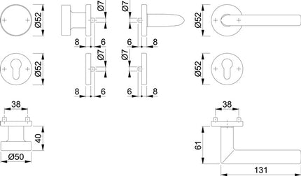 HOPPE Zestaw rozet Stockholm E58/42KV/42KVS/1140Z Stal nierdzewna F69 ( 3000252354 )