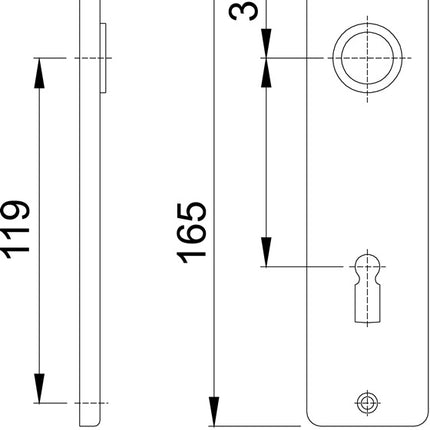 HOPPE short backplate pair 202KP/AP Aluminium F1 ( 3000252146 )