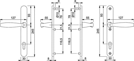 HOPPE Profil-Garnitur New York 1810/3346 Aluminium F1 ( 3000203616 )