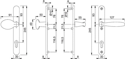 HOPPE Profiltürgarnitur New York 76G/3346/1810 Aluminium F9016 ( 3000203631 )