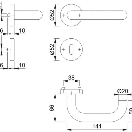 HOPPE Rosettengarnitur Paris E138/42H/42HKVS Edelstahl F69 ( 3000203100 )