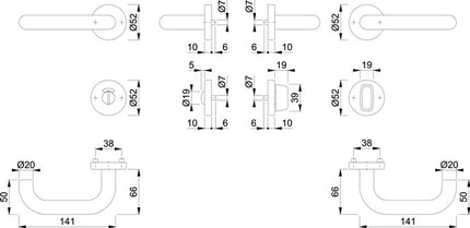 HOPPE Garniture à rosette Paris E138/42H/42HKVS Acier inoxydable F69 ( 3000203102 )