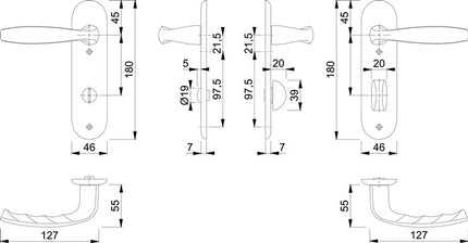 Juego de botones cortos HOPPE New York 1810/273KP Aluminio F1 ( 3000203556 )