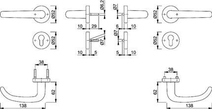 HOPPE Fire protection set San Francisco FS-E1301/42H/42HS Stainless steel F69 D/D ( 3000202089 )